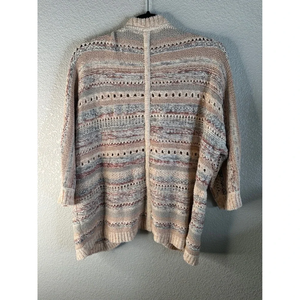 Chico's Multi Color Metallic Pointelle Open Front Cardigan‎ Sweater Size 2P
